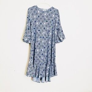 Lularoe Maurine Ruffle Sleeve Dress Women Size XS Color blue/gray